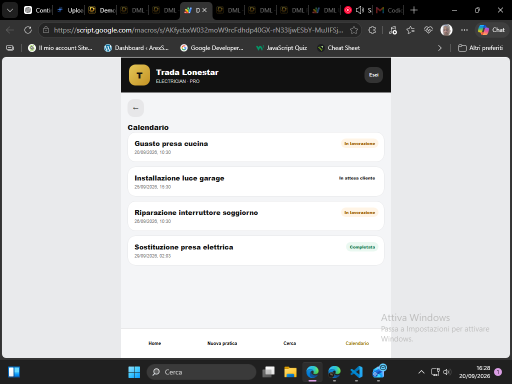 Calendario appuntamenti e pratiche DML PRO