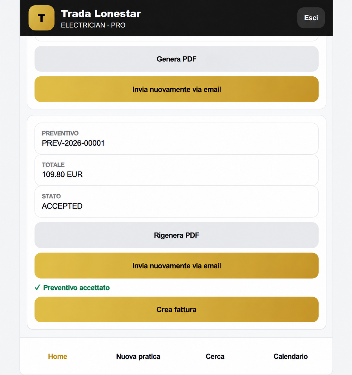 Fattura pagata in DML Universal System PRO con totale, pagato e residuo